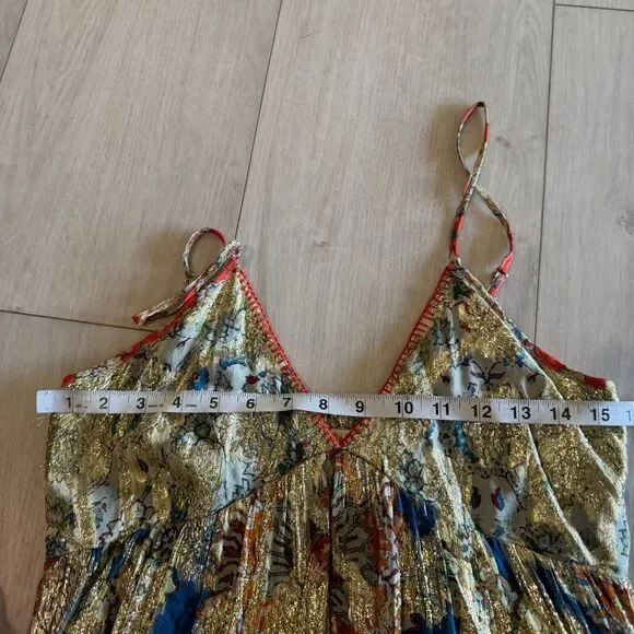 Verb by Pallavi Singhee Echo Tiered Maxi Dress in a multi-color metallic viscose - Picture 3 of 10